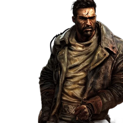 jacket, concept art, cyberpunk, comic book art, fallout, charismatic, imposing, rugged transparent PNG cut-out