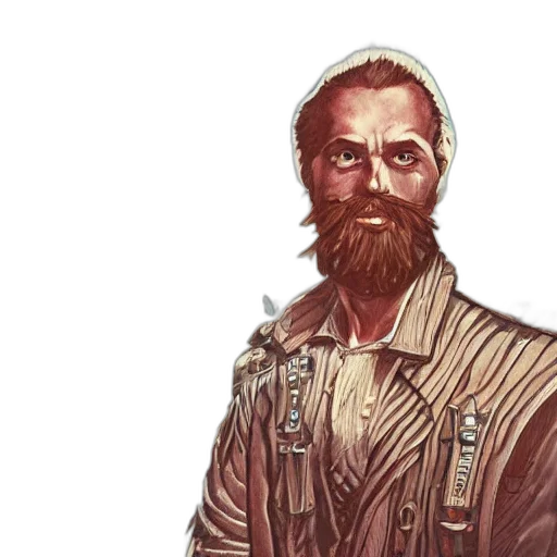 jacket, face, staff, concept art, comic book art, photorealistic, fantasy art, beautiful transparent PNG cut-out