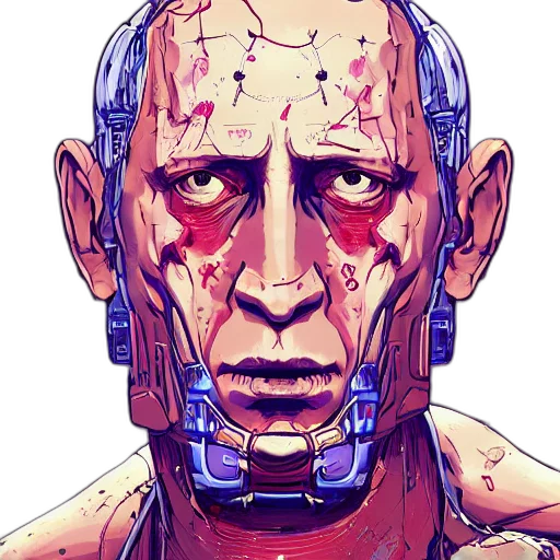 robot, face, mask, cyberpunk transparent PNG cut-out