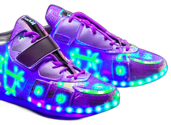 shoes, cyberpunk, 3d render, vaporwave transparent PNG cut-out
