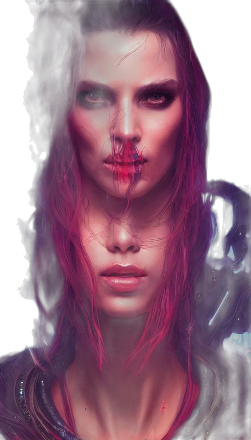 face, photorealistic, cyberpunk, fantasy art transparent PNG cut-out