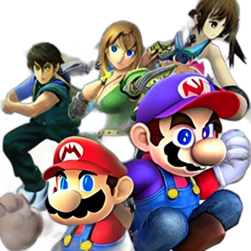 3d render, concept art, pixel art, super, smash, bros, anime, girls transparent PNG cut-out