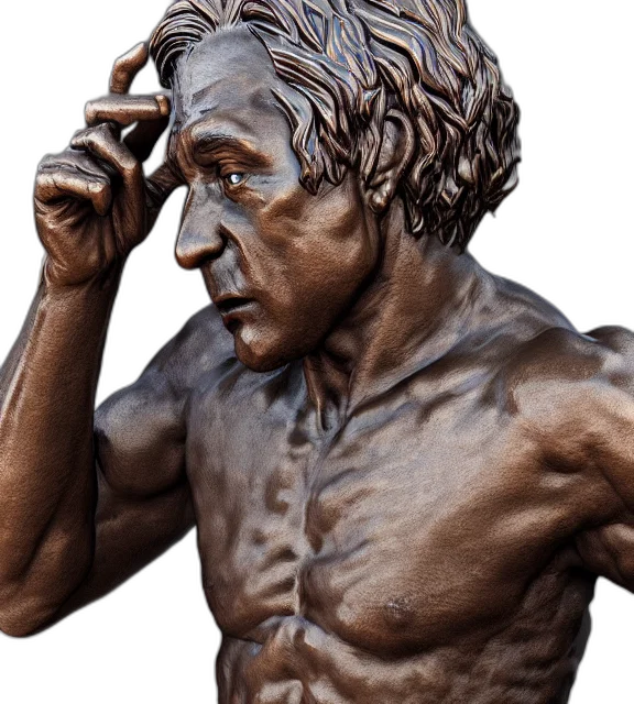 face, photorealistic, 3d render, photo, bronze, statue, among, character transparent PNG cut-out