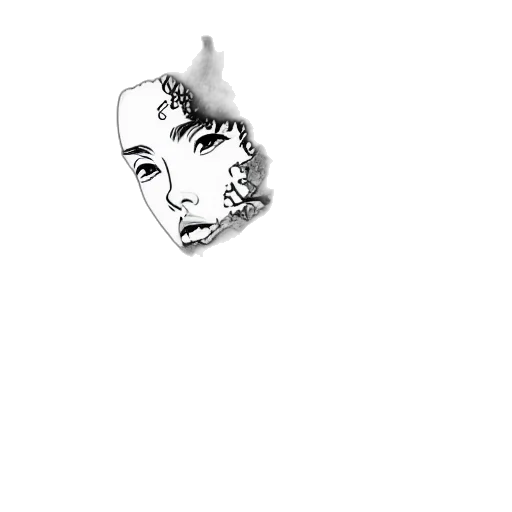 face, mask, hair, crown, photorealistic, pencil sketch, cartoon, pixel art transparent PNG cut-out