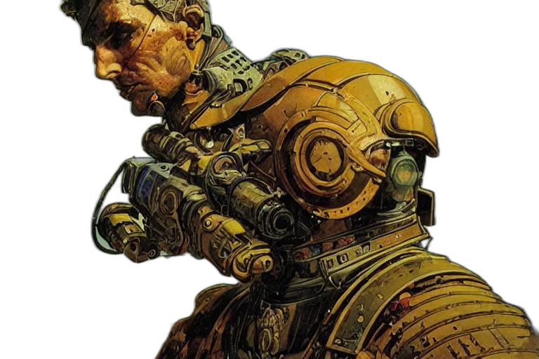 robot, face, weapon, concept art transparent PNG cut-out