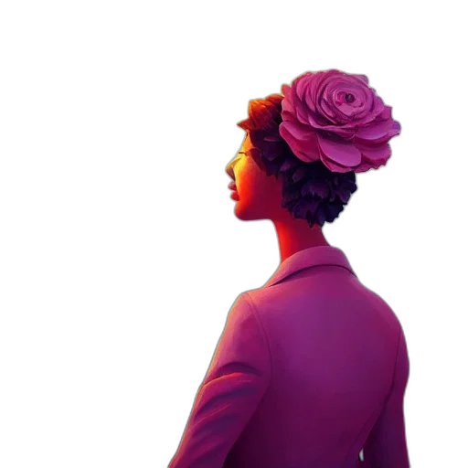 dress, crown, flower, face, concept art, photorealistic, 3d render, watercolor transparent PNG cut-out