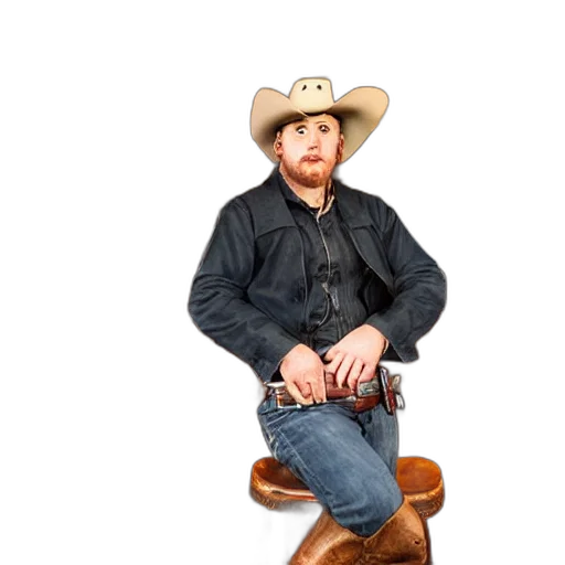 hat, jacket, animal, very, short, gunslinger, sitting, bar transparent PNG cut-out