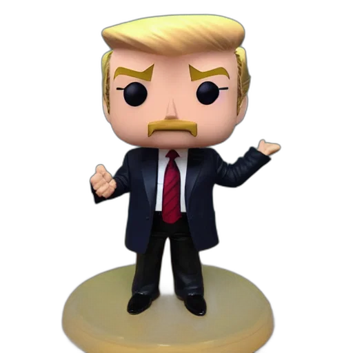 cartoon, 3d render, concept art, donald, trump, funko, pop transparent PNG cut-out