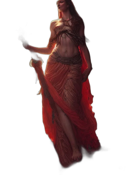 dress, staff, creature, concept art transparent PNG cut-out