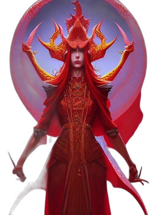 crown, mask, staff, fantasy art, concept art, comic book art, pixel art, red transparent PNG cut-out