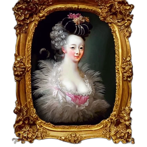 crown, dress, face, jewelry, oil painting, photorealistic, madame, pompadour transparent PNG cut-out