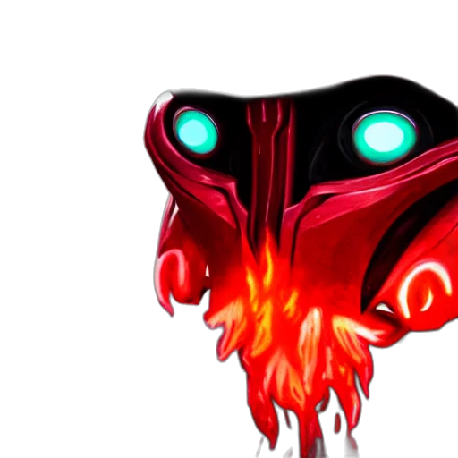 robot, mask, creature, concept art, comic book art, pixel art, 3d render, red transparent PNG cut-out