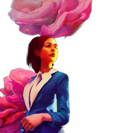 jacket, dress, flower, concept art, vaporwave, watercolor, photorealistic, neon lights transparent PNG cut-out
