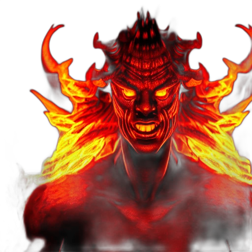 mask, face, concept art, fantasy art, pixel art, 3d render, fire, red transparent PNG cut-out