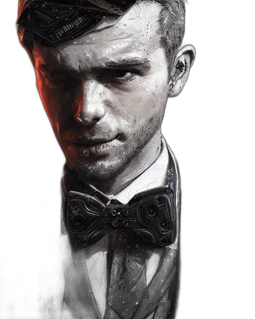face, comic book art, concept art, photorealistic, fantasy art, dark, monochrome, rugged transparent PNG cut-out