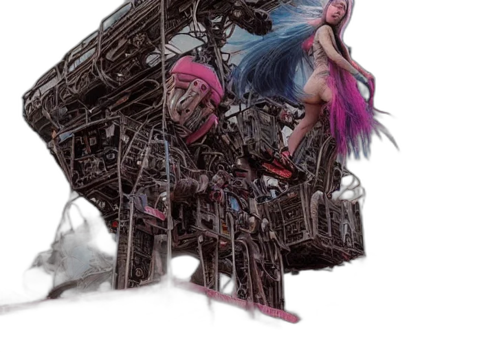 weapon, concept art, cyberpunk, comic book art, fantasy art, portrait, blue, pink transparent PNG cut-out