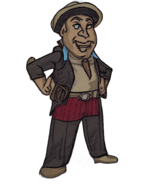 staff, jacket, hat, cartoon transparent PNG cut-out