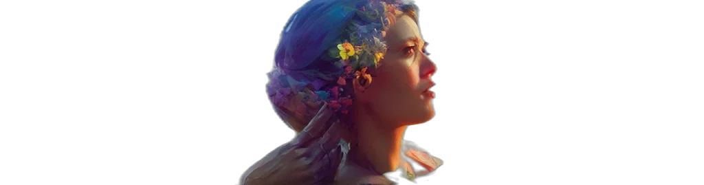 crown, face, jewelry, flower, photorealistic, oil painting, concept art, watercolor transparent PNG cut-out