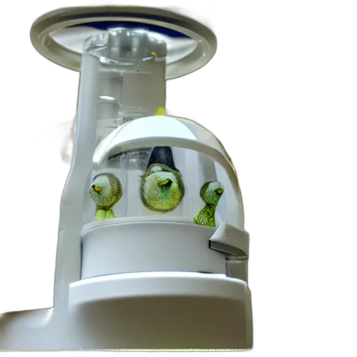 robot, staff, mask, face, 3d render, lemon, alien, lab transparent PNG cut-out