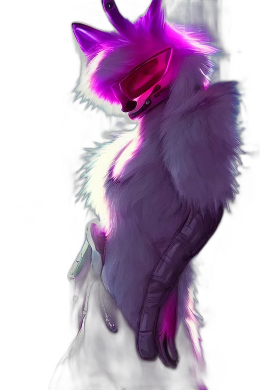 jacket, creature, mask, staff, cyberpunk, concept art, fantasy art, watercolor transparent PNG cut-out