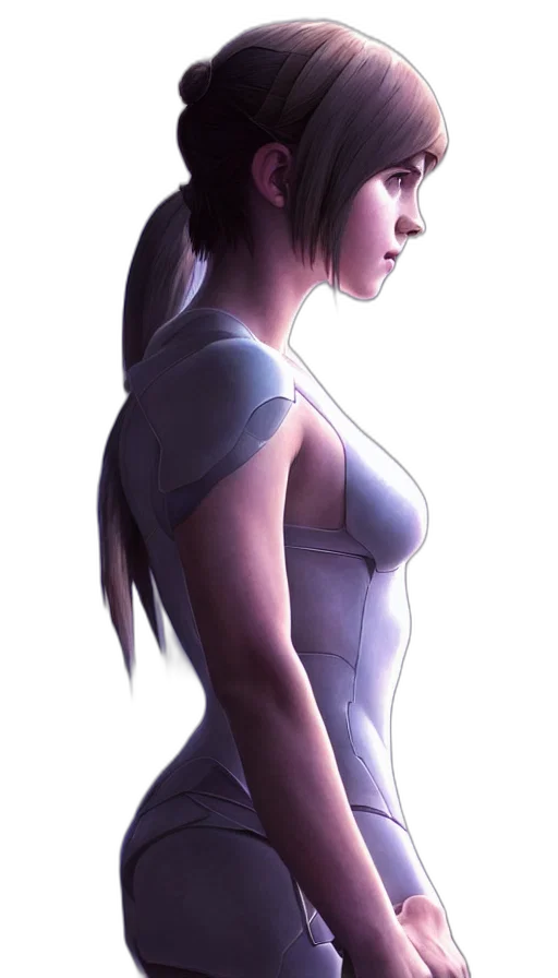 dress, robot, face, staff transparent PNG cut-out