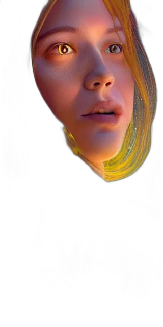 face, mask, robot, hair, 3d render, photorealistic, concept art, vaporwave transparent PNG cut-out