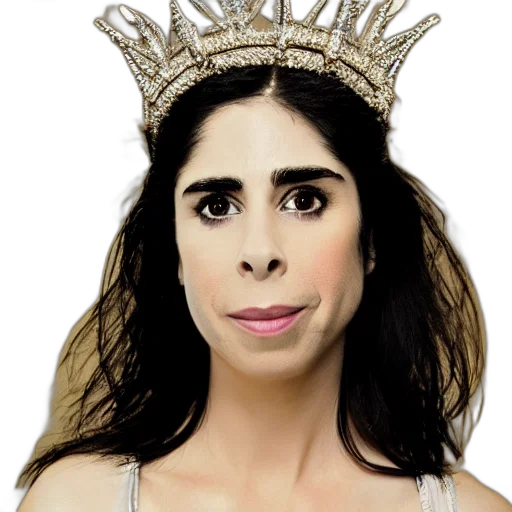 crown, face, photorealistic, cartoon, portrait, sarah, silverman, wearing transparent PNG cut-out