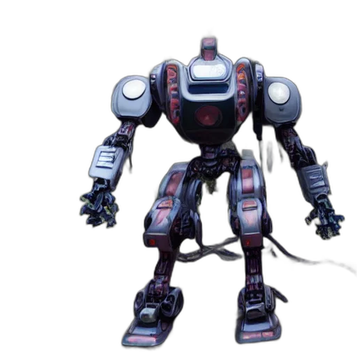 robot, weapon, concept art, 3d render, pixel art, cyberpunk, battle, protecting transparent PNG cut-out