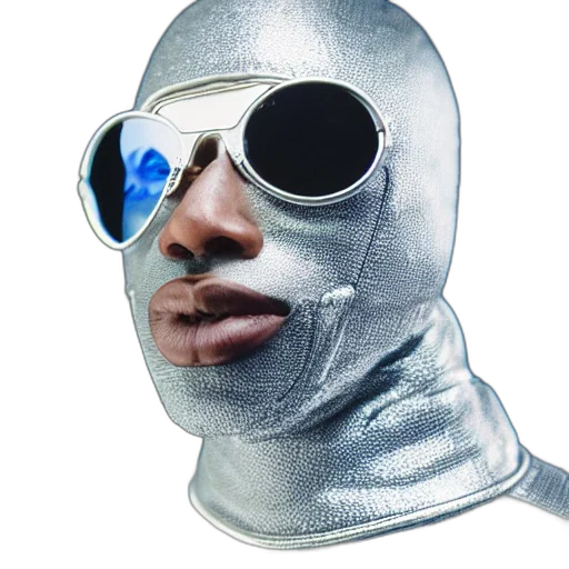 mask, robot, face, weapon, vaporwave, 3d render, concept art, cyberpunk transparent PNG cut-out