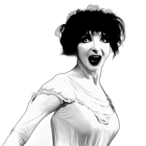 dress, face, comic book art, cartoon, photorealistic, concept art, kate, bush transparent PNG cut-out