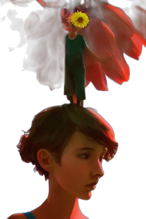 hat, crown, umbrella, face, concept art, fantasy art, watercolor, photorealistic transparent PNG cut-out