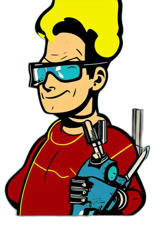 robot, staff, cartoon, comic book art transparent PNG cut-out