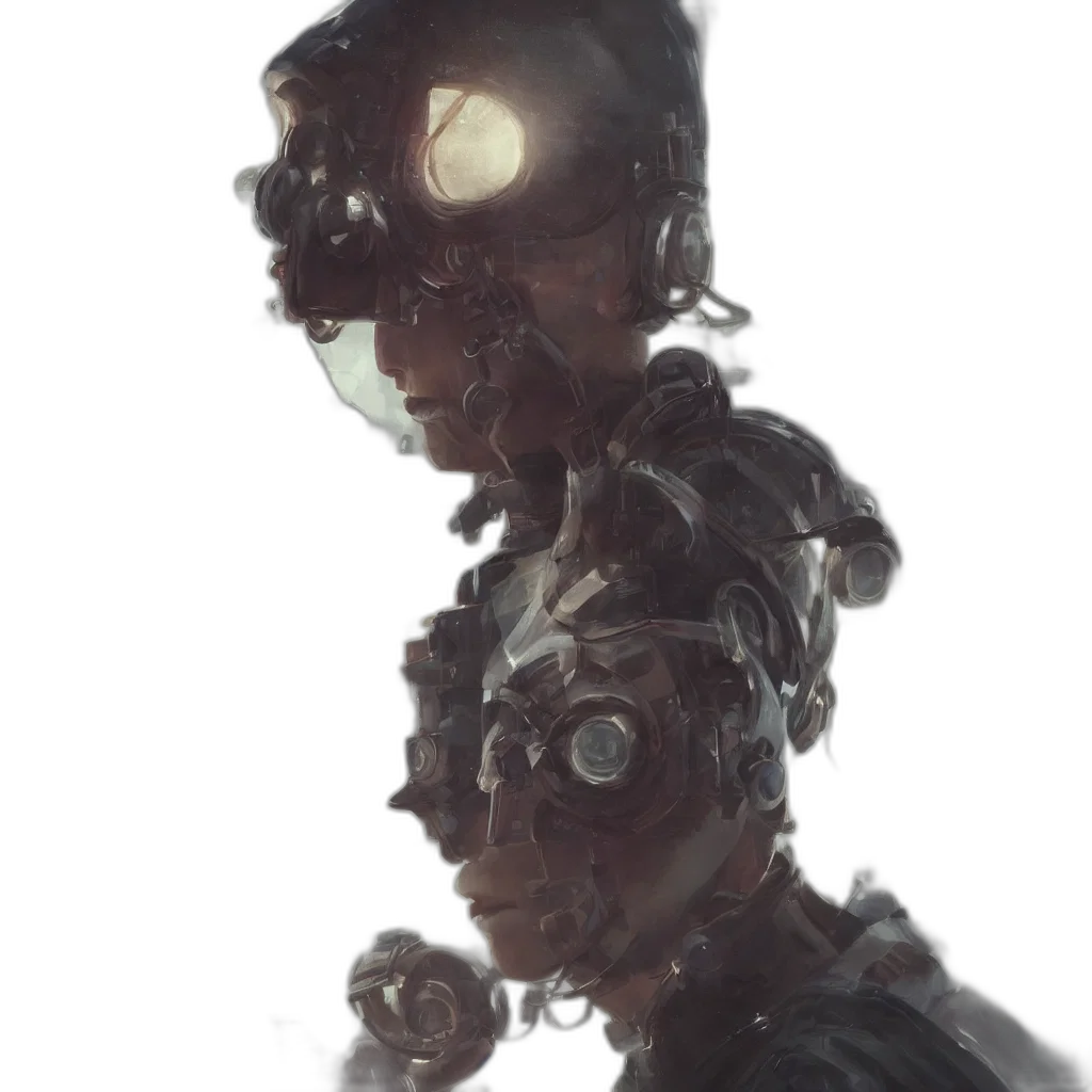 robot, face, mask, creature, concept art, cyberpunk, 3d render, comic book art transparent PNG cut-out