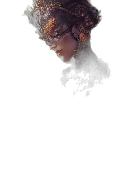 crown, face, mask, hair, photorealistic, concept art, fantasy art, watercolor transparent PNG cut-out