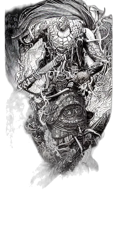mask, sword, dragon, face, comic book art, fantasy art, concept art, pencil sketch transparent PNG cut-out
