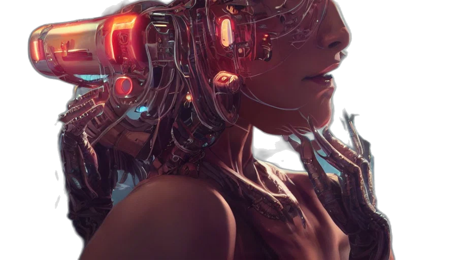 robot, cyberpunk, concept art, comic book art transparent PNG cut-out