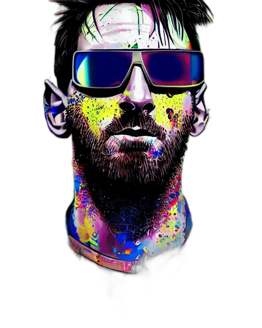 face, mask, jacket, pixel art, photorealistic, cartoon, watercolor, neon transparent PNG cut-out