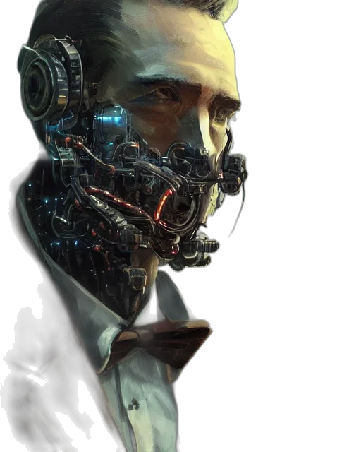 robot, face, mask, cyberpunk, concept art, comic book art, 3d render, rugged transparent PNG cut-out