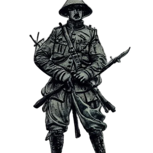 staff, jacket, weapon, hat, concept art, pencil sketch, comic book art, pixel art transparent PNG cut-out