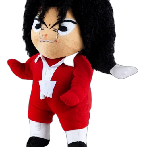 jacket, hair, staff, cartoon, 3d render, michael, jackson, plush transparent PNG cut-out