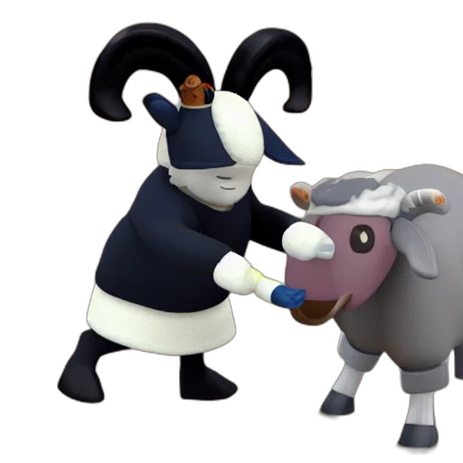 animal, 3d render, concept art, chef, gordon, ramsay, ram, sheep transparent PNG cut-out