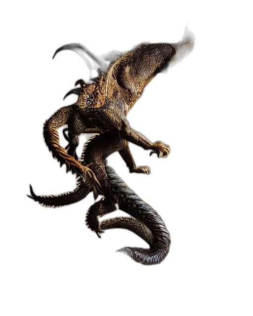 dragon, creature, animal, staff, concept art, photorealistic, 3d render, fantasy art transparent PNG cut-out