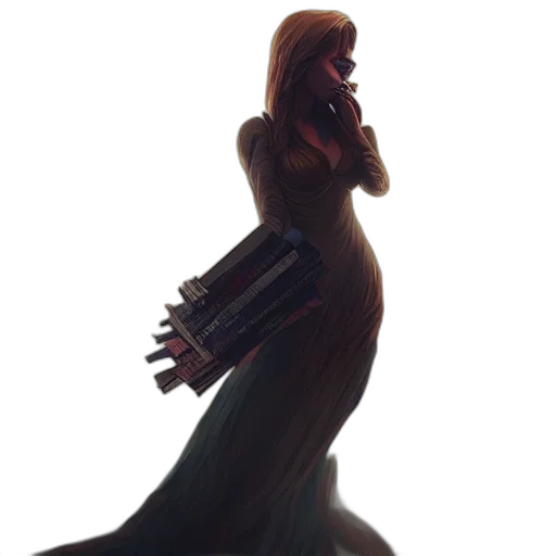 dress, staff, robot, weapon, concept art, 3d render, fantasy art, pixel art transparent PNG cut-out