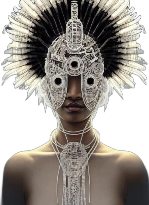mask, jewelry, face, crown, concept art, fantasy art, cyberpunk, photorealistic transparent PNG cut-out