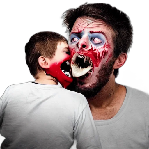 mask, face, creature, photorealistic, cannibal, eating, scared, human transparent PNG cut-out