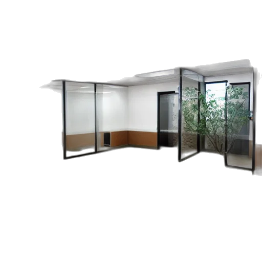 furniture, 3d render, photorealistic, concept art, randomized, empty, office, windows transparent PNG cut-out