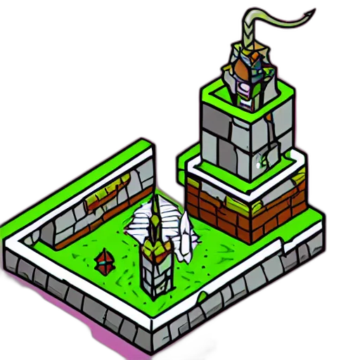building, dragon, crown, staff, pixel art, concept art, 3d render, fire transparent PNG cut-out