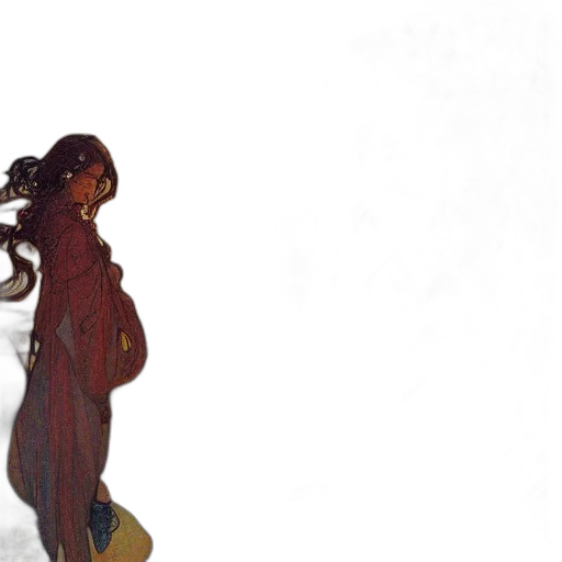 dress, hair, staff, creature transparent PNG cut-out