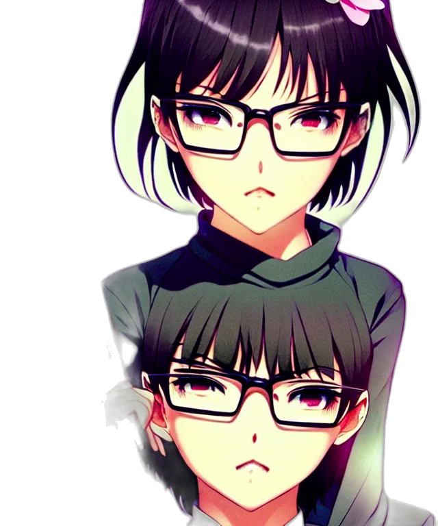 face, anime, cartoon, pixel art, photorealistic, monochrome, dark, green transparent PNG cut-out