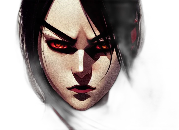 face, mask, concept art, fantasy art, comic book art, photorealistic, red, dark transparent PNG cut-out